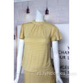 Желтая блуза с круглым вырезом для дам